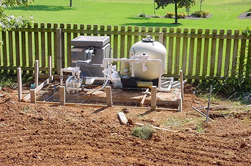 New pool filtration and heating equipment installed by Sequoyah Pools.